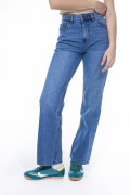 Jean infaltables 90´S azul medio bota recta con desgastes
